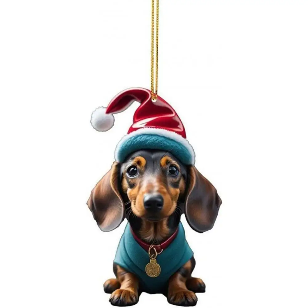 Acrylic Pet-Themed Christmas Tree Hanging Ornament - Festive 2D Design