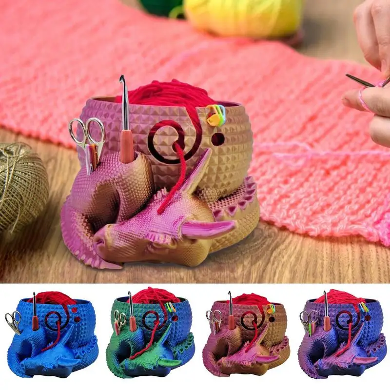 

All-in-One resin Yarn Bowl Multi-Purpose Knitting Tool Dragon and Egg Crochet Yarn Holder Storage Craft Knitting Accessories