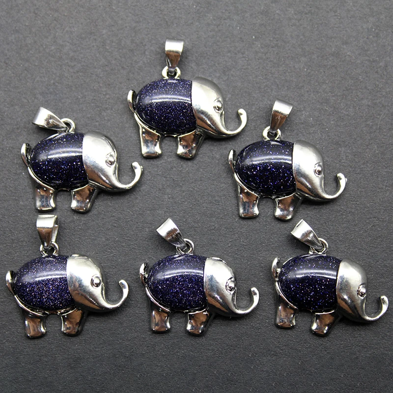 10pcs Natural Crystal Stone Pendants Necklaces Elephant Animal Reiki Jewelry for Women Girls Lovely Small Pendant Diy earrings 6