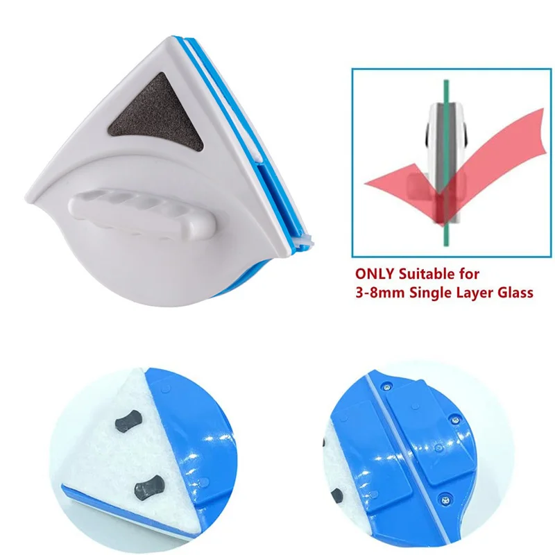 Window Cleaning Brush 3-30mm Double Side Magnetic Window Wiper Glass Cleaner Brush Tool Household Cleaning Fan Shape Window Magnetic Cleaner