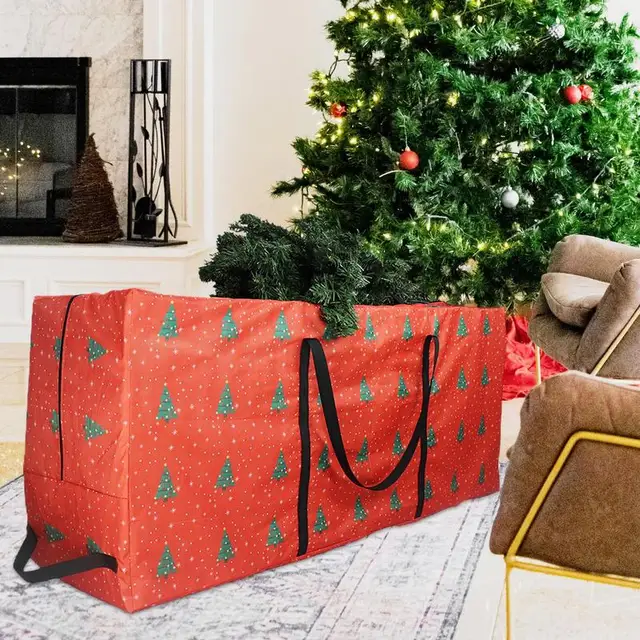 Nagy Karácsonyfa -Tároló Táska 210D Oxford Fabric 4 Fogantyúval Vízálló Fa Tároló Táskákkal A Könnyű Hordozáshoz És Szállításhoz - Image 5