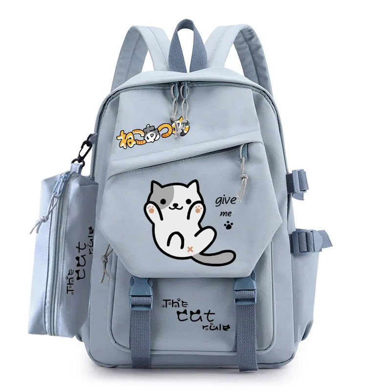 

Cute Cat Women Backpack Large Capacity Multifunction Student Laptop School Bag Waterproof Big Travel Pack With Pecil Case