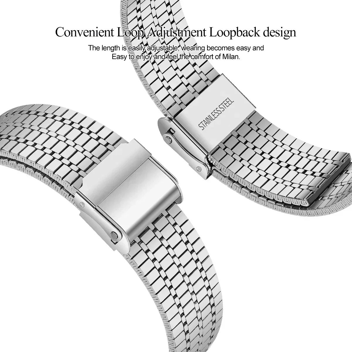 Premium Stainless Steel Smartwatch Band - Elegant Metal Strap Bracelet