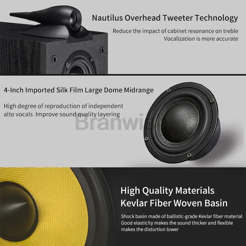140W High-Power 6.5-inch Speaker Three-Way Bookshelf Speaker Hifi Fever 2.0 Audio Passive Home Theater Enthusiast 8&Omega;