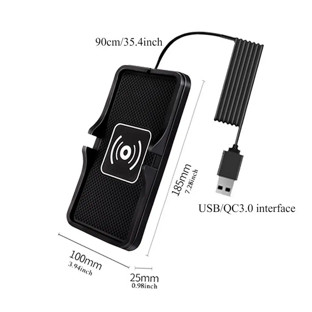 Cordless Cell Phone Charger For Car Cordless Fast Charging Pad For Auto Non-Slip Cell Phone Charger Pad Flat Charging Mat For