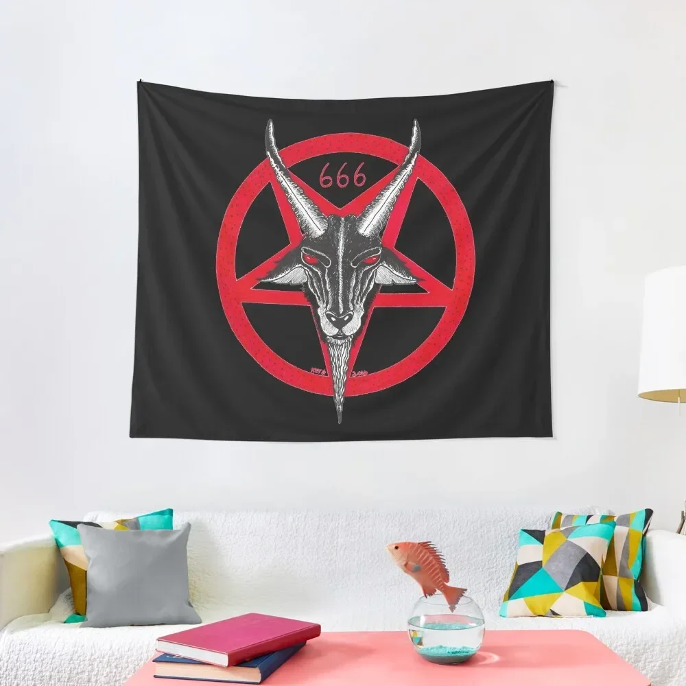 

PENTAGRAM BAPHOMET RED - Art By Kev G Tapestry Wall Decor Wall Deco Tapestry