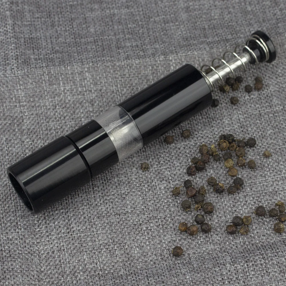 Hand Driven Metal Pepper Grinder/Salt Mill&Muller,Portable Thumb Push Aluminium Case,Stainless Steel Core