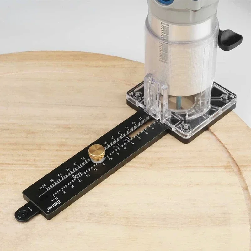 

Woodworking Circle Cutting Jig for Electric Trimming Machine Wood Router Milling Circle Slotting Base DIY Tools with Scale Fence