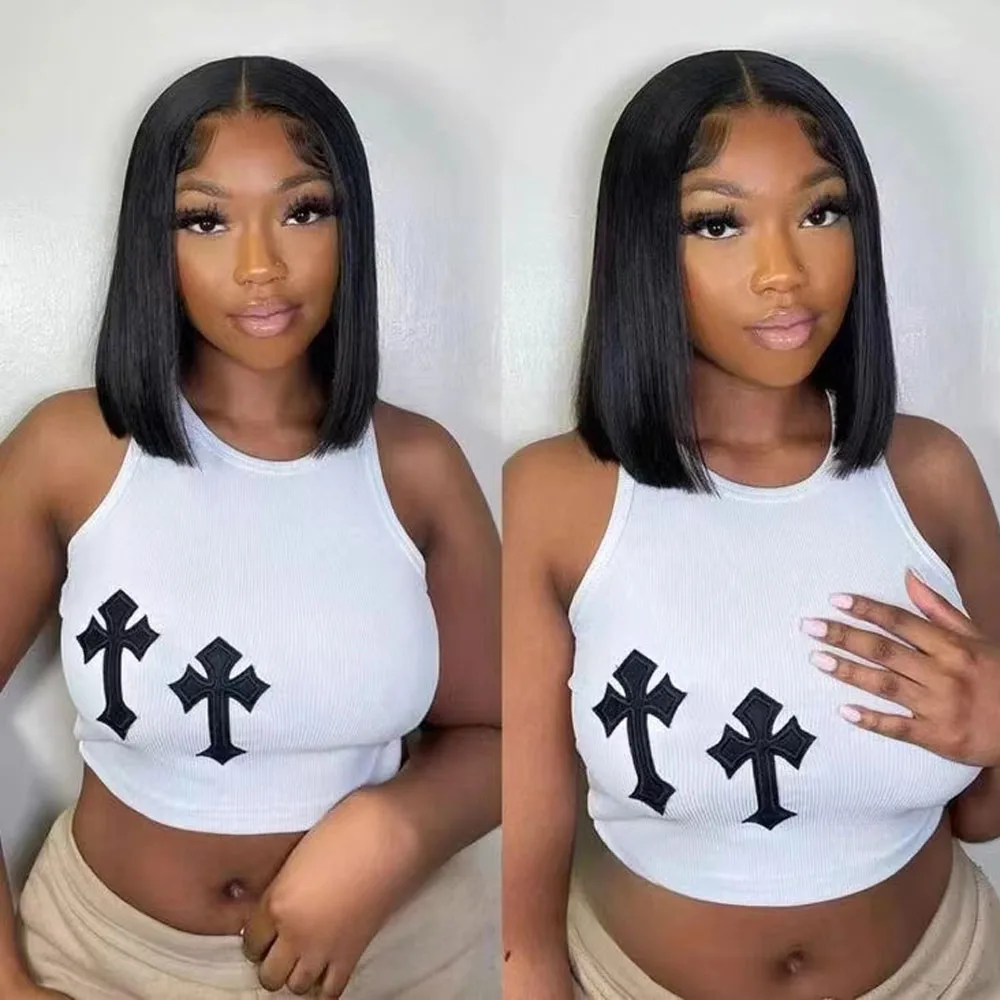 Human hair wig lace front wig human hair wigs front lace wig 2X6 Lace Deep Part Bob Wig Human Hair Straight 18 Inch 250% Density Double Drawn Transparent Lace Closure Short Bob Wig Virgin