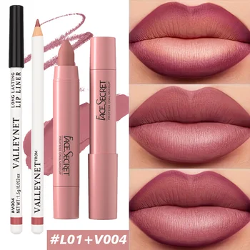 2pcs/set lip liner + matte velvet lipstick long lasting waterproof lip combo set daily natural lip makeup cosmetics