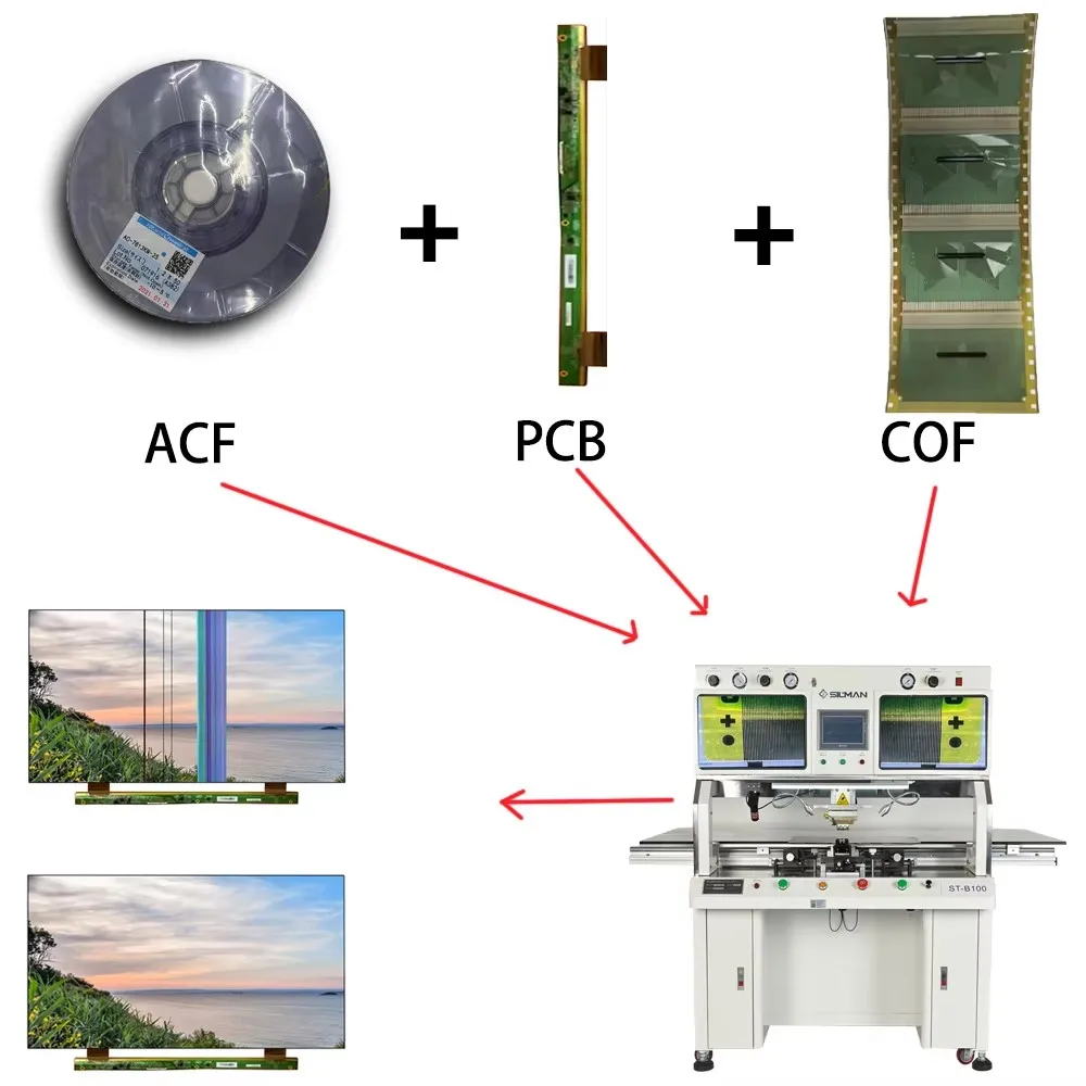 Silman ST-B100DW TV Screen Repair ACF COF Bonding Machine LCD LED Open Cell Laptop Screen COF TAB Glueing Device 3