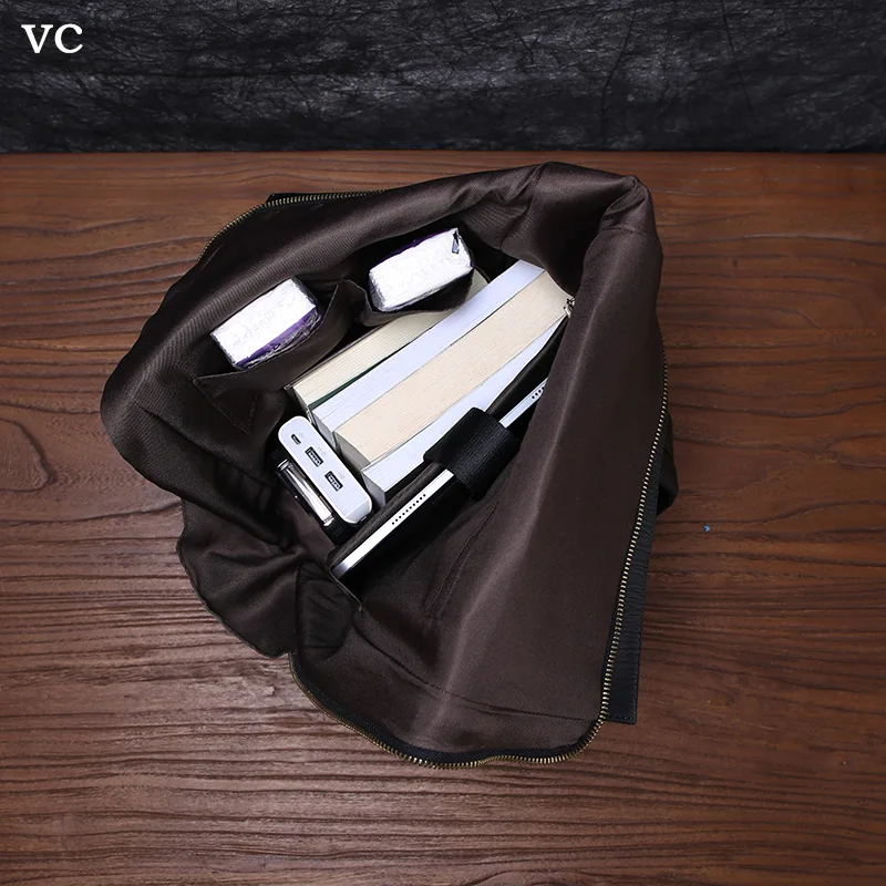 Leather Men's Shoulder BaottopLayer Cowhide Travel Backpack Fashion Trend Schoolbag Personality Niche Computer Bag Student Bag