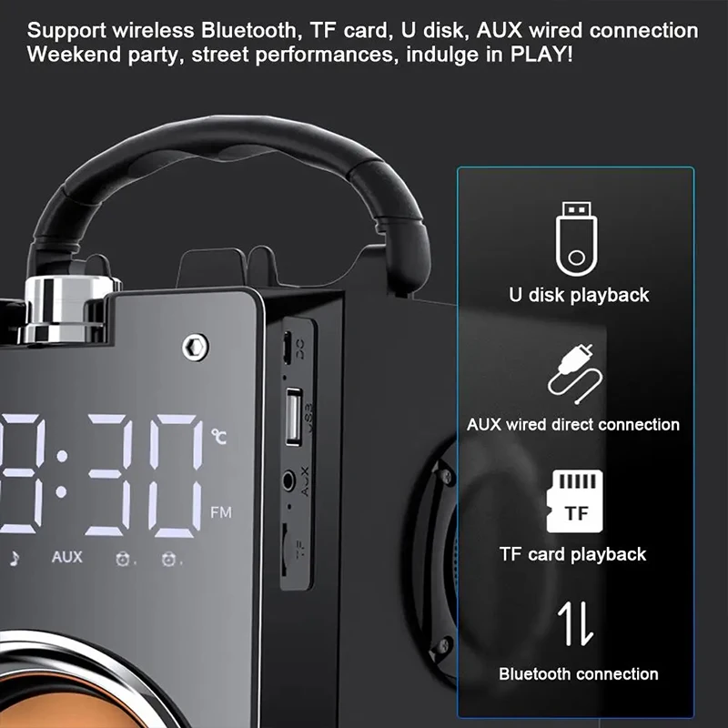 Wooden Super Bass Wireless Bluetooth Speakers Portable High Power Stereo Subwoofer Music Center Support TF FM Radio HIFI_voghion.com