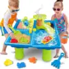 Summer Beach Water Table for Toddlers 4-in-1 Outdoor Play Table Rain Showers Splash Pond Toys 24 PCS Sensory Activity Sand Table 1