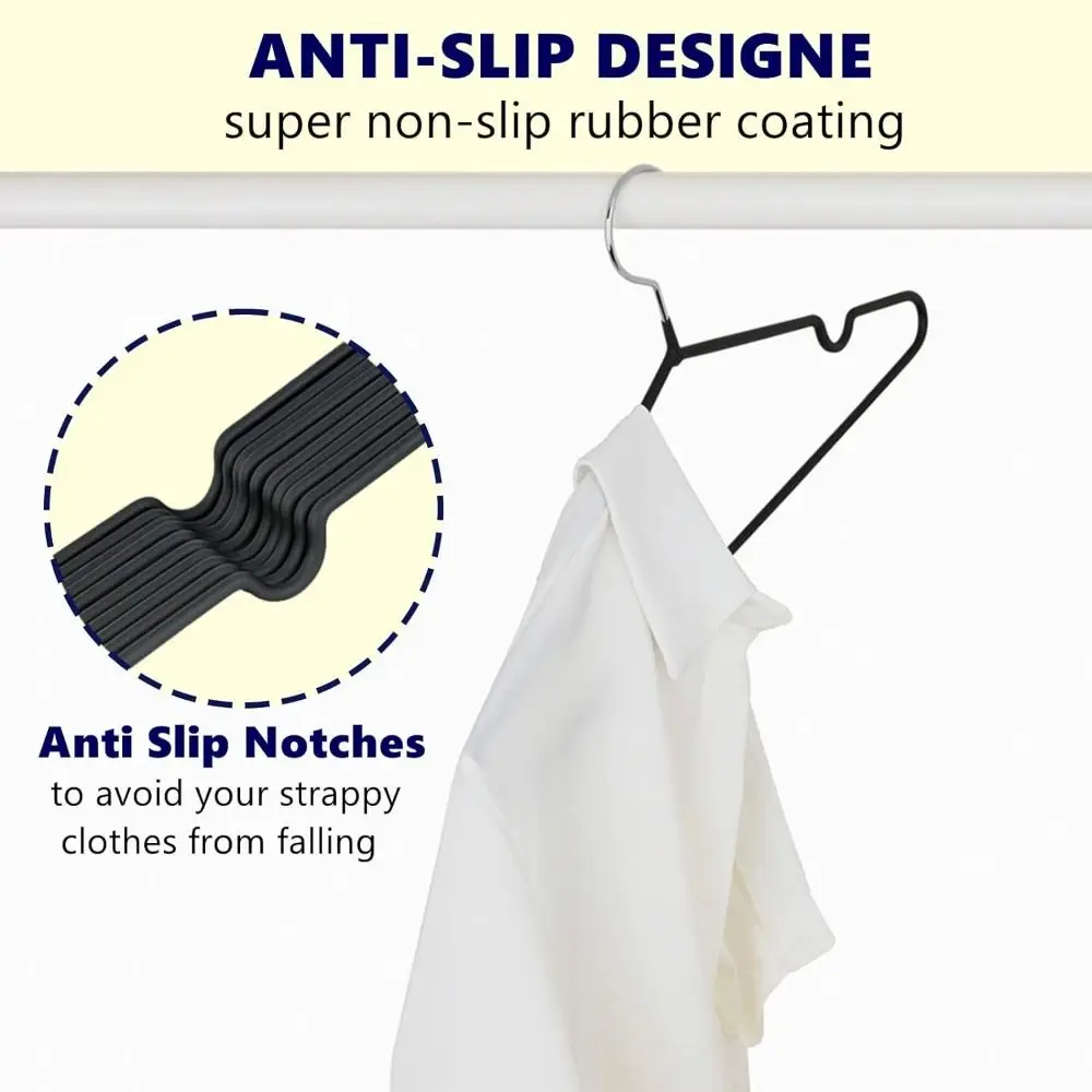 Clothes hanger 10PCS Non-Slip Rubber Coated Metal Shirt Blouse Hanger Heavy Duty Coat Suit Rack with Round Notches Dress Holder