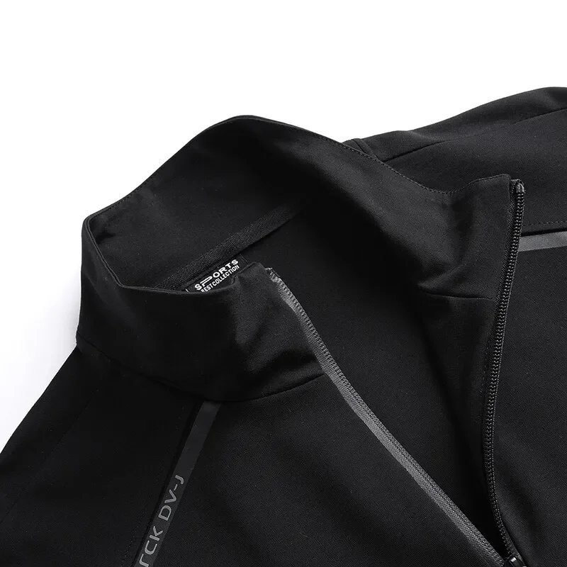 Spring And Autumn New Men's Sports Suit Casual Stand Collar Cardigan Two-Piece Set Chinese Roman Fabric Baseball Jersey