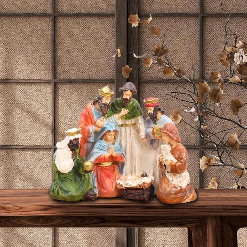 Sacred Family Christmas Decoration Traditional Nativity Scene for Home Decors