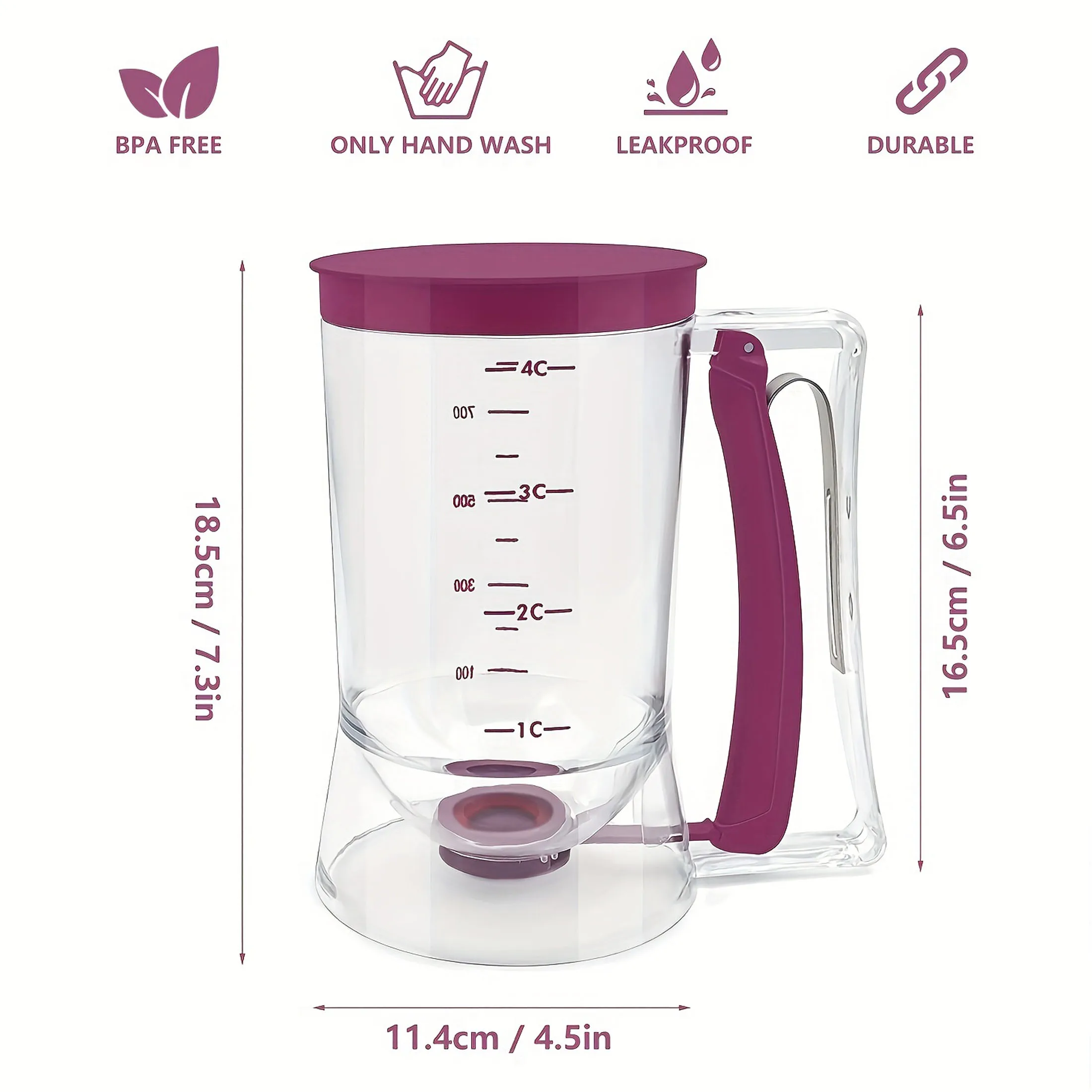 Batter Dispenser 1 Pc Pancake Cupcake Collapsible For Cupcakes Waffles Muffin Mixes or Any Baked Goods