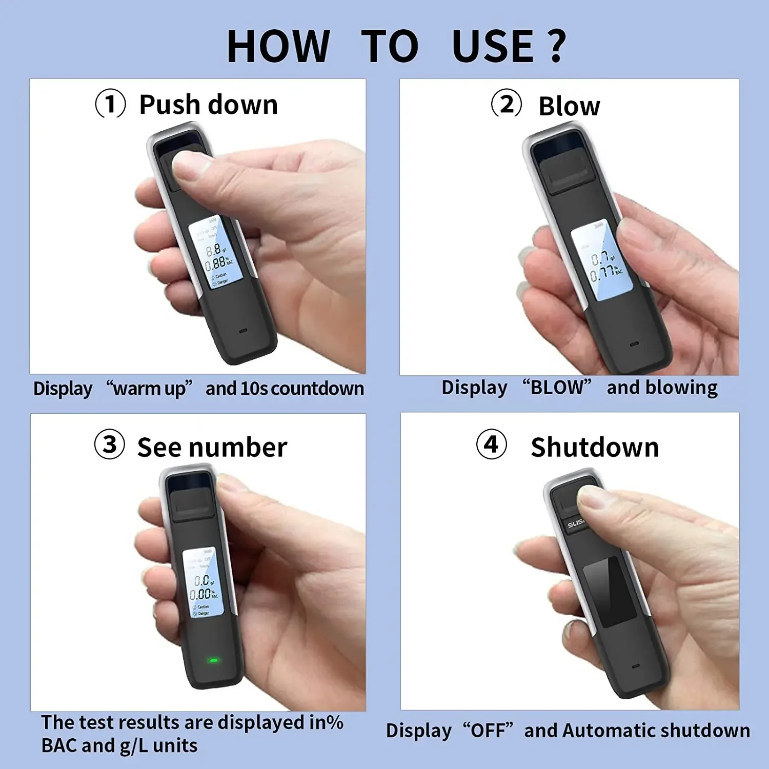 New Portable Non-Contact Alcohol Breath Tester with Digital Display Screen USB Rechargeable Breathalyzer Analyzer High Accuracy