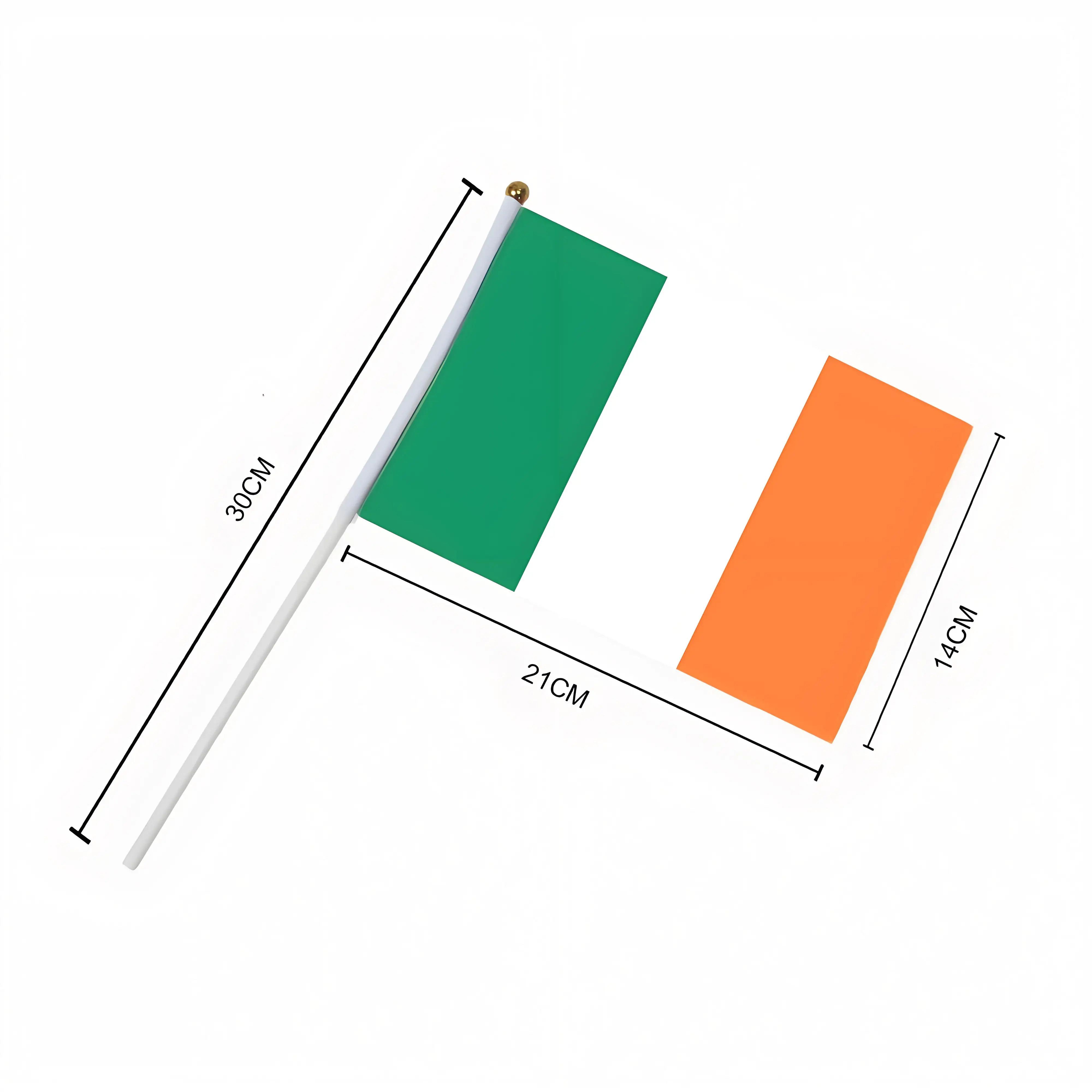 Irland-Büroschreibtisch-Flagge oder Handflagge, 14 x 21 cm, mit goldener oder silberner Metallbasis für Heimdekoration – Detail 2