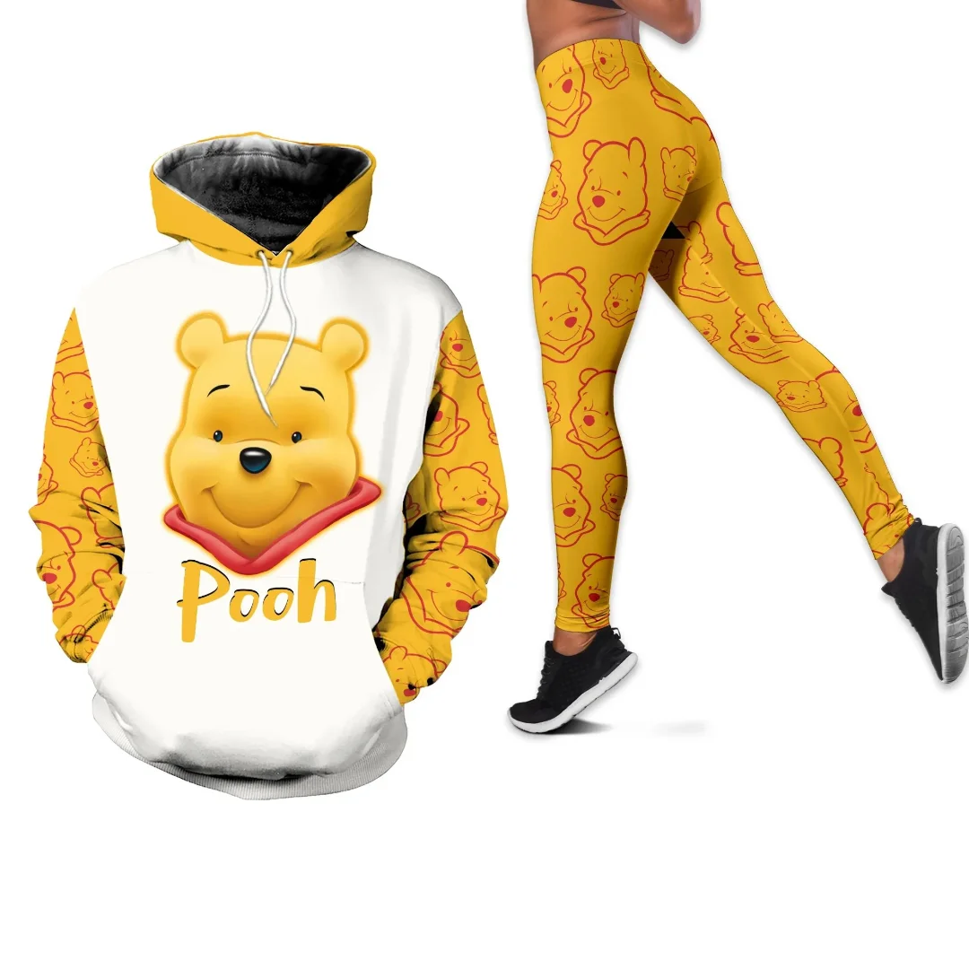 Personalizzato Disney Winnie The Pooh 3D Felpa Con Cappuccio E Leggings Da Donna Tuta Winnie Yoga Pantaloni Della Tuta Set Di Tute Sportive Di Moda