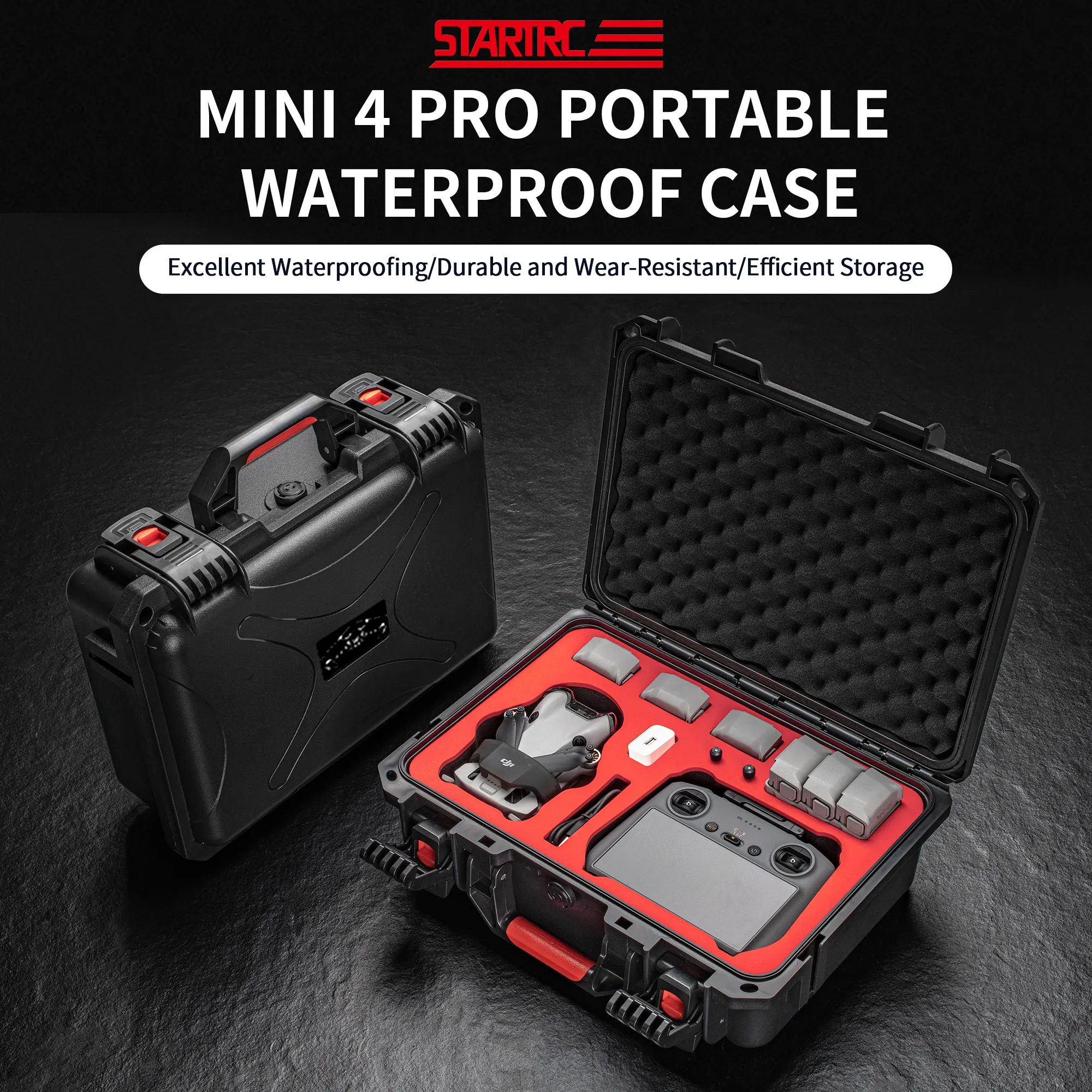 

STARTRC For DJI Mini 4 Pro Hard Case Waterproof Box Portable Suitcase Storage Carrying Case for DJI RC/RC2/N1/N2 Remote Control