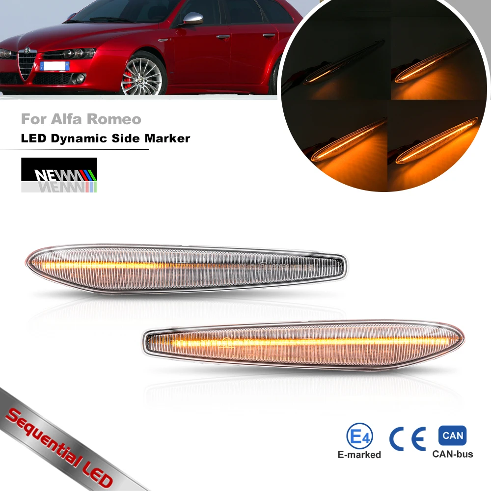 Dynamic Sequential Led Side Marker Blinkers For Alfa Romeo Typ 939 159  Sportwagon Spider Brera Turn Signal Light 60691105/06