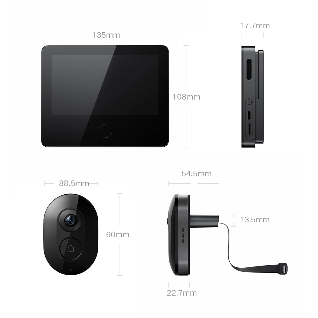 Xiaomi Mijia Smart Camera Doorbell Cat Eye Infrared Night Vision