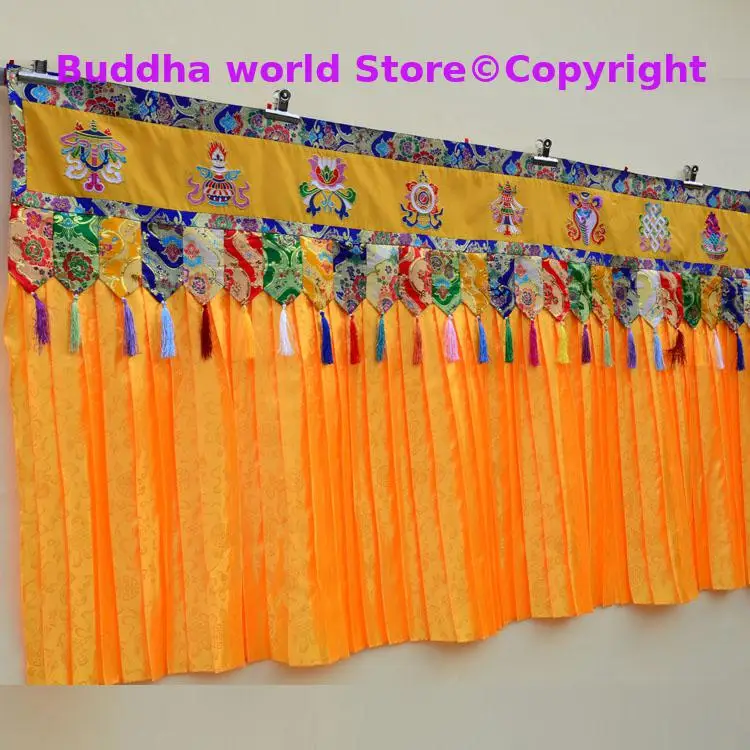 

1.9 Meter long Wholesale Buddhist supplie Buddhism family Temple Embroidery wall Hanging Altar table Enclosing curtain draperies