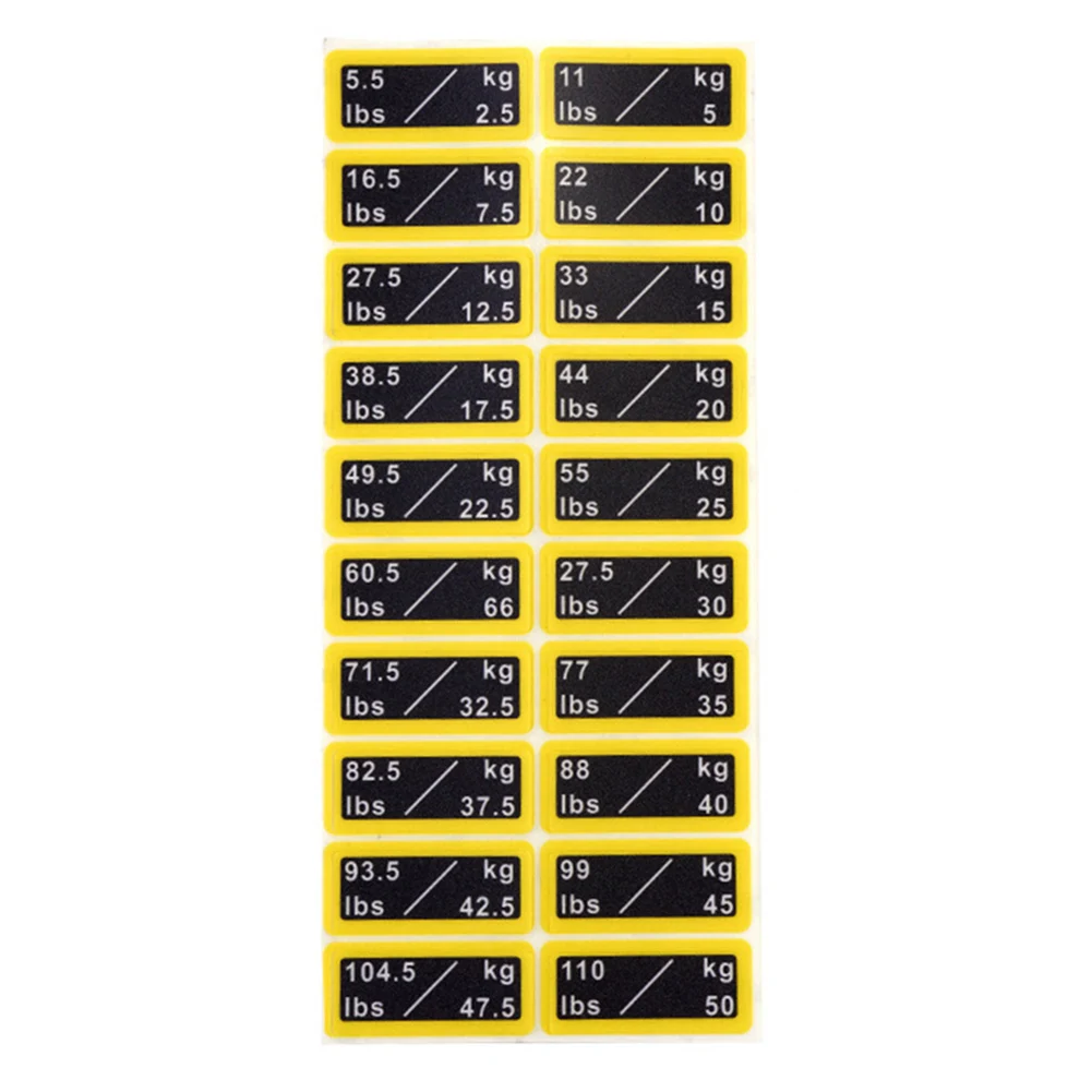 Gym Weight Stickers Smooth PP Material Labels for Efficient Weight Marking on Fitness Equipment 10LB to 100LB