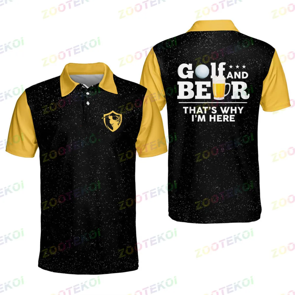 Golf Polo Shirts for Men Golf and Beer Mens Golf Shirts Lightweight