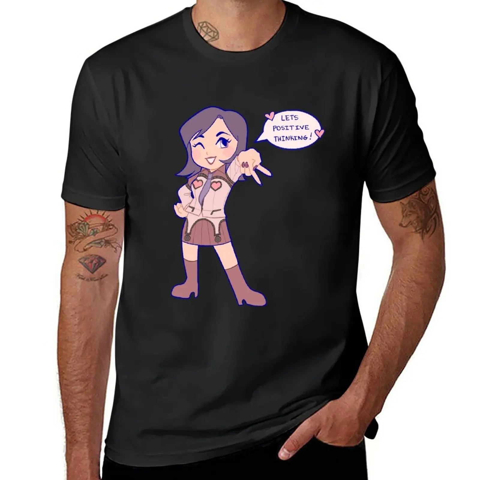 

New Let’s Positive Thinking! T-Shirt summer clothes summer tops anime clothes sweat shirt mens t shirts pack