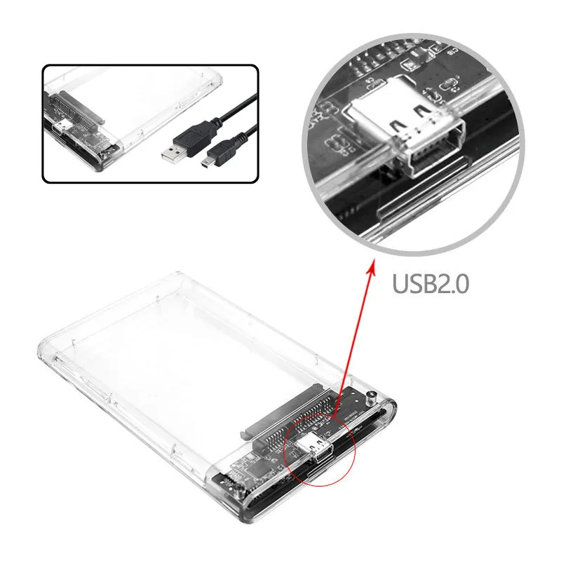 Usb 3.0 2.0 Hdd Gabinete 2.5 Polegadas Série Sata Ssd Disco Rígido Caixa de Case Externo Transparente Hdd para o Computador Portátil do Telefone Móvel - Imagem 6