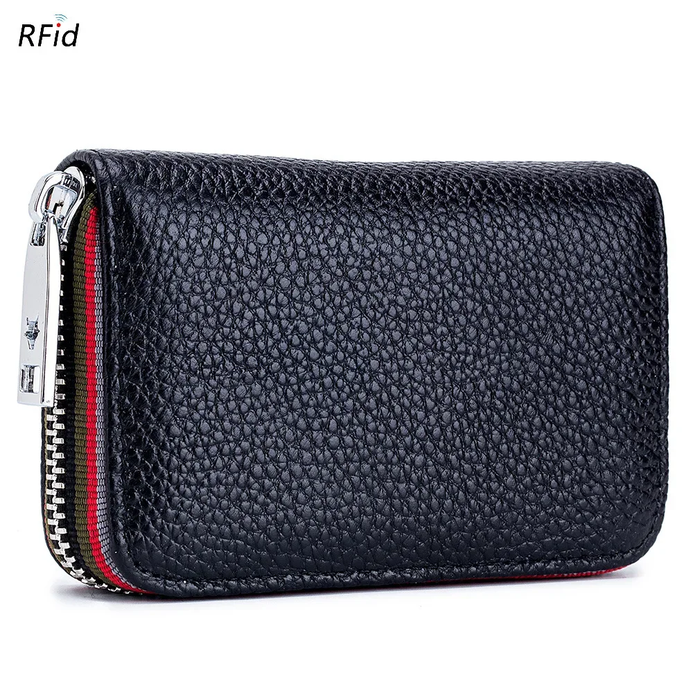 New Organ Card Bag for Men and Women RFID Genuine Leather Card Wallet Unisex Credit Holder ID Holder Coin Purse Coin Pouch