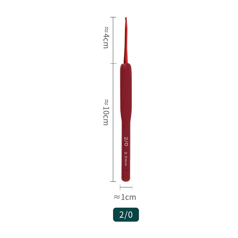 Premium Aluminum Crochet Hooks with Soft Red Rubber-Grip Handles for Knitting and Braiding