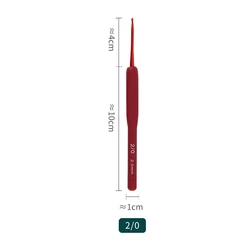 Premium Aluminum Crochet Hooks with Soft Red Rubber - Grip Handles for Knitting and Braiding (2mm)