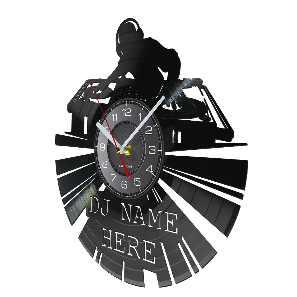 Horloge Murale Design Disque Vinyle - Flèche Rouge - Noire (piles)