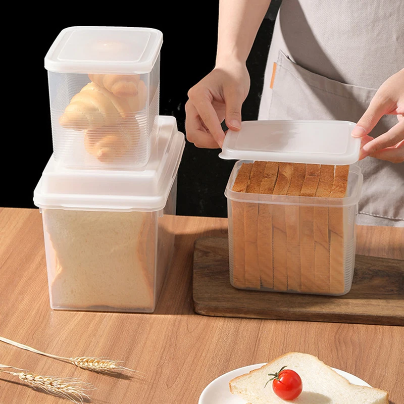 Bread Container Storage Box Dispenser With Cover Case Toast Cake Sandwich Container Airtight Box Bread Crisper Home Tool