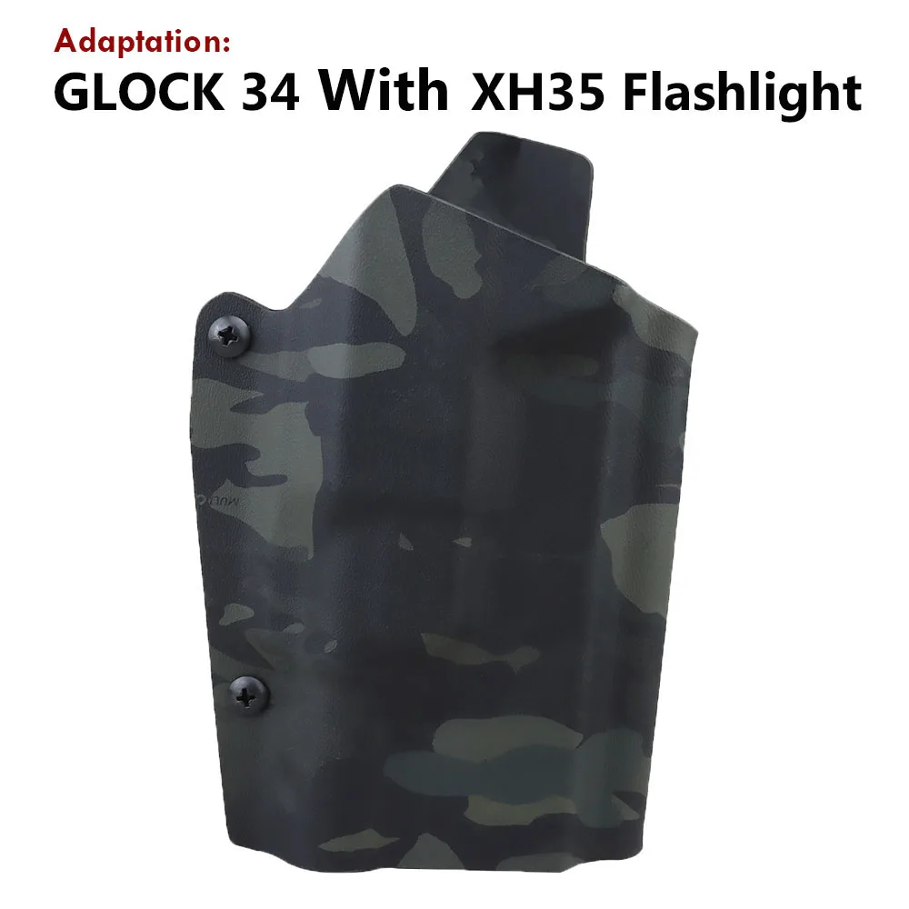 

Tactical Pistol Holster for Glock 34 with XH35 Flashlight Inside Waistband Concealed Gun Holster Quick Release Buckle Clip