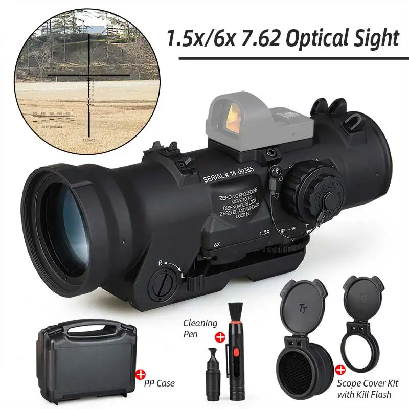 Specter DR Dual Role 1.5X/6X 7.62 Optical Sight-Flat Dark Earth Machine Optic Riflescope For Outdoor Hunting OS1-0409
