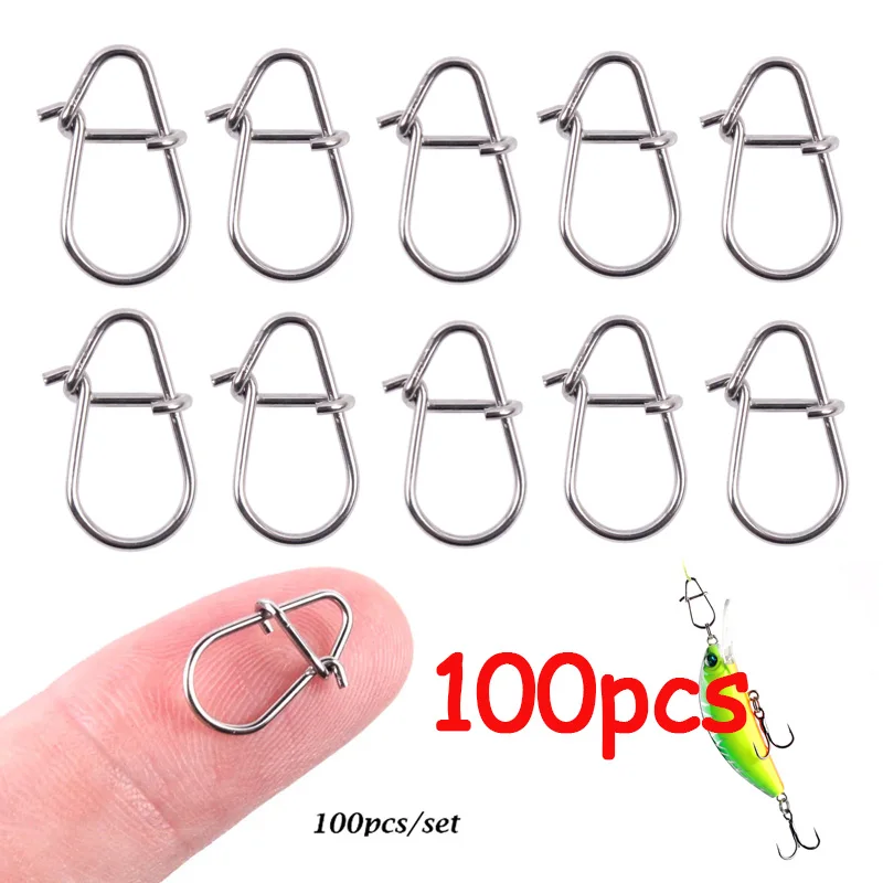 

100pcs 304 Stainless Steel Nice Hooked Snap Pin Fishing Rolling Swivel Lure Connector Carp Fishing Accessories Sea