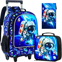 Rolling Backpack for Boys, Kids Roller Wheels School Bookbag with Lunch Bag, Wheeled School Bag for Children 1