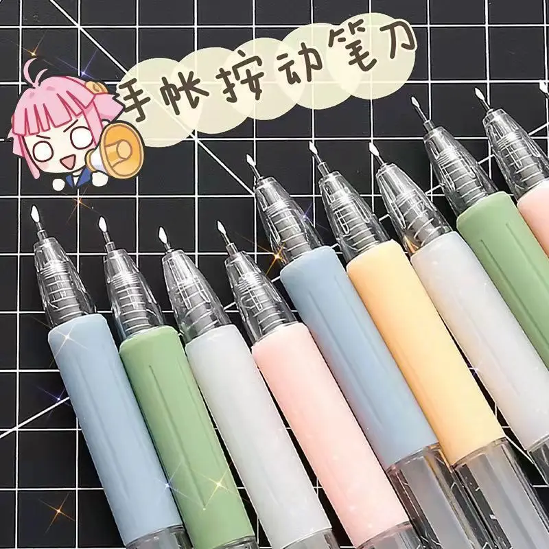 10개/세트 아트 나이프 펜 종이 커터 정밀 공예 절단 도구 휴대용 DIY 핸드 아카운트 테이프 가죽 직물 조각용
