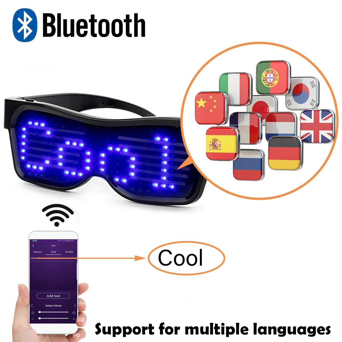 Magic Bluetooth LED Party Glasses App Control Luminous Glasses End Dj - View #8