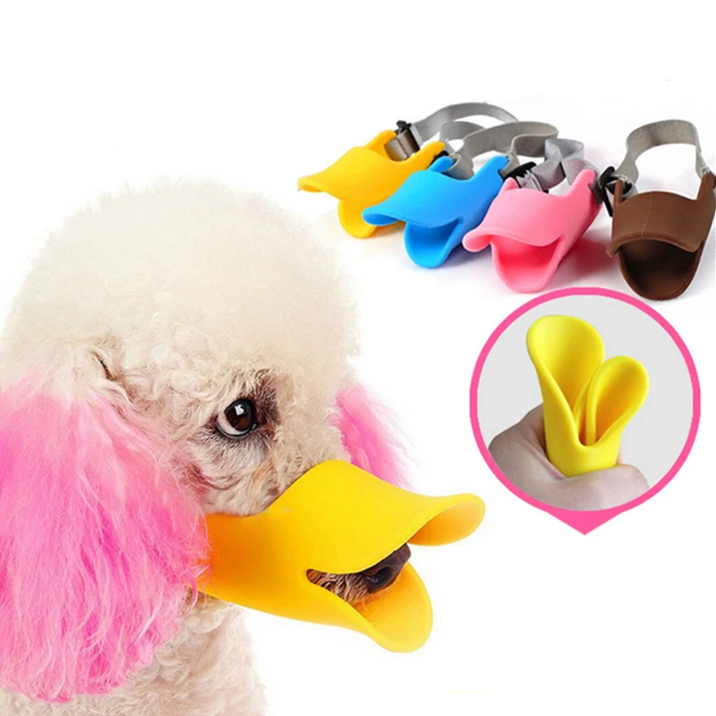 1PC Pet Muzzle Silicone Anti-cute Duck Adjustable Pet Dogs Anti Bite Stop Barking Small Large Dog Mouth Dog Accessories