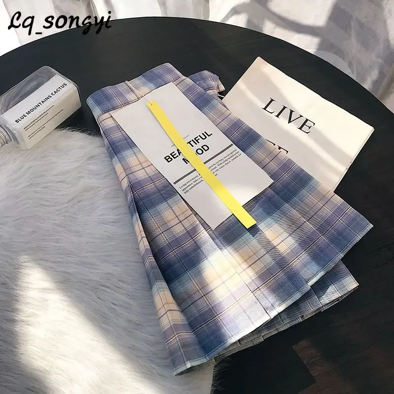 

Pleated Skirt Summer Spring Student Preppy Style Y2k 2023 New Fashion High Waist Women Mini A-line Short Plaid Skirts