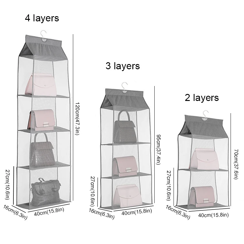Wardrobe Closet Transparent Storage Bag Hanging Handbag Organizer Sundry Shoe Bag with Hanger Pouch Transparent Storage 3