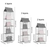 Wardrobe Closet Transparent Storage Bag Hanging Handbag Organizer Sundry Shoe Bag with Hanger Pouch Transparent Storage 3