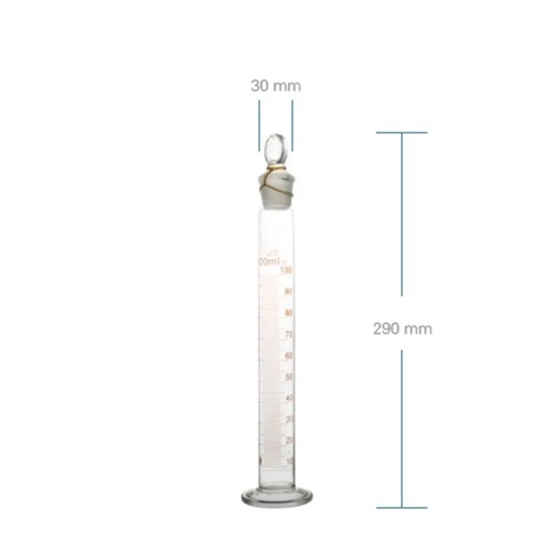 High quality100ml Laboratory Measuring cylinder with Stopper and Scale High borosilicate 3.3 Glass Measuring Cup Lab Supplies