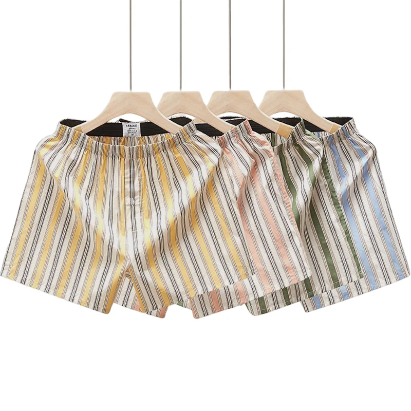 

Трусы мужские в Вертикальную Полоску, шорты-багги, нижнее белье, хлопковые, 4 шт.